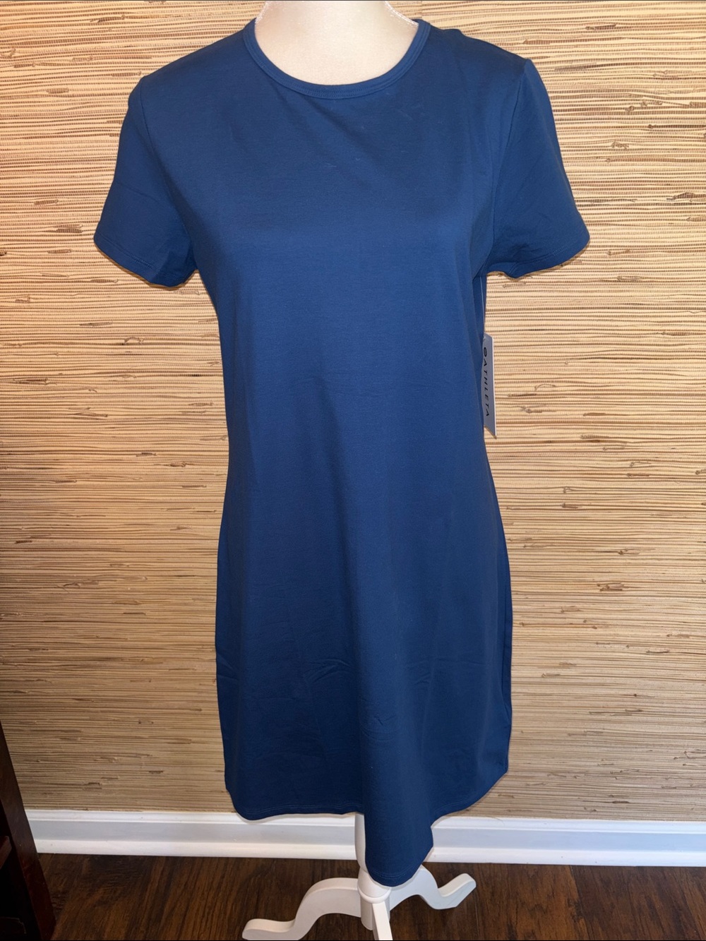 Athleta essential Crewneck T-Shirt Dress - Deep Blue teal medium nwt!